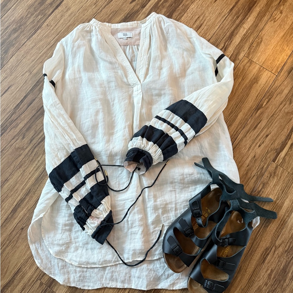 Cream and Black Tunic Top or Cover